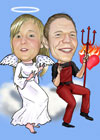 Caricaturas de Ángel y Demonio