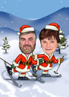 Caricaturas de Esquiadores de Navidad